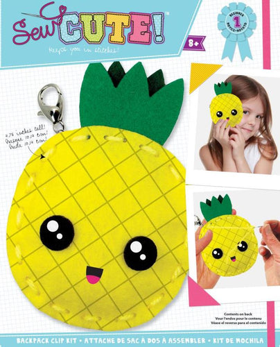 DIY Sew Cute Pineapple Fruit Kids Beginner Starter Felt Backpack Clip Kit Craft