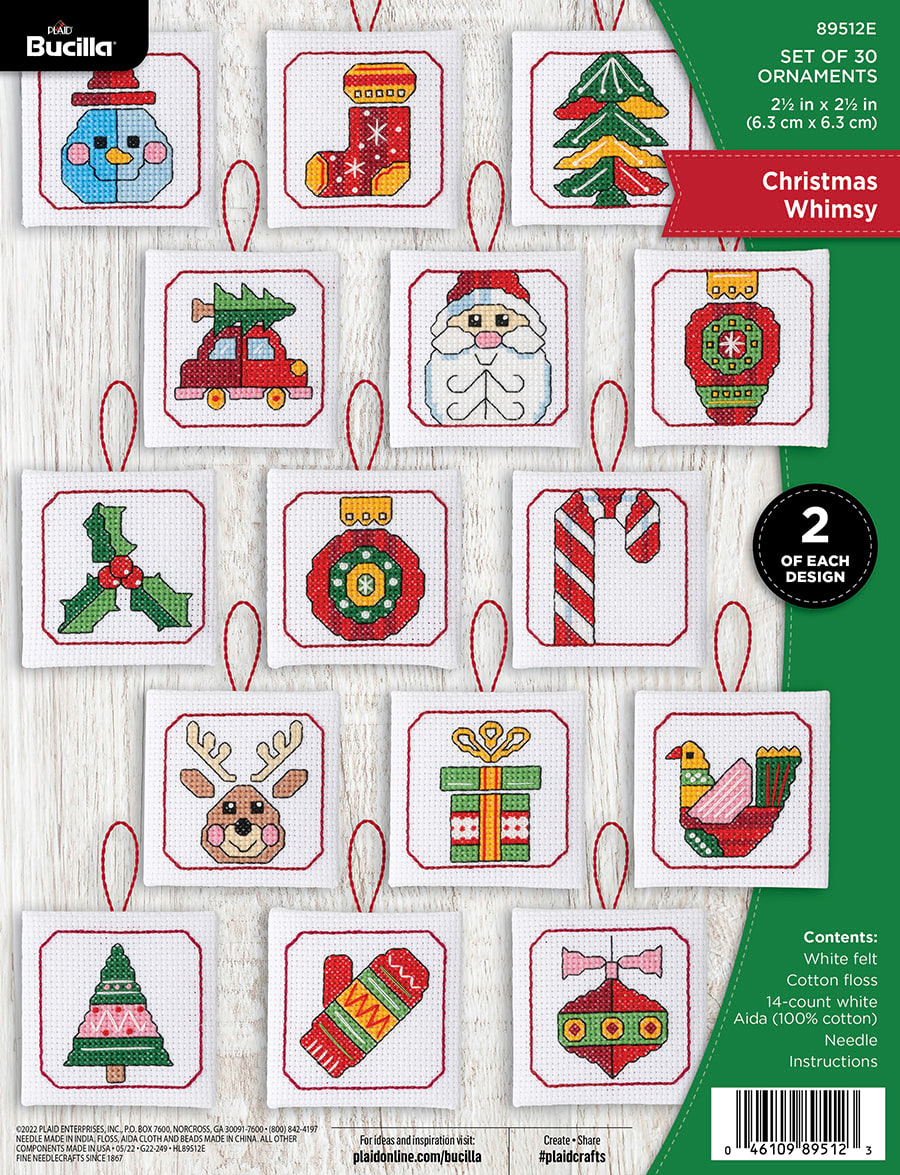 DIY Bucilla Christmas Whimsy Counted Cross Stitch Ornament Kit