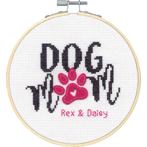 DIY Dimensions Dog Mom Puppy Pawprint Dog Lover Counted Cross Stitch Kit 76289