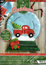 Load image into Gallery viewer, DIY Bucilla Winter Snowglobe Farm Truck Lighted Christmas Felt Craft Kit 86828