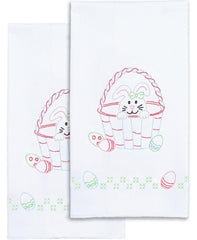 DIY Jack Dempsey Easter Bunny Basket Eggs Stamped Cross Stitch Hand Towel Kit