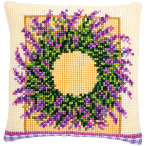 DIY Vervaco Lavender Wreath Flower Chunky Needlepoint Cushion Pillow Top Kit 16"