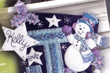 Load image into Gallery viewer, DIY Bucilla Joy Snowmen Snowman Purple Blue Christmas Felt Stocking Kit 86328
