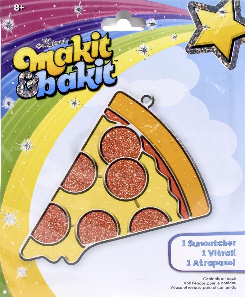 DIY Makit & Bakit Pepperoni Pizza Stained Glass Suncatcher Kit Kid Craft Project