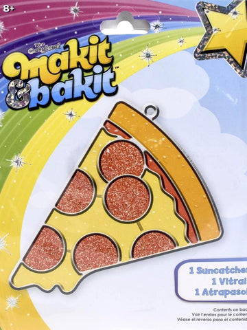 DIY Makit & Bakit Pepperoni Pizza Stained Glass Suncatcher Kit Kid Craft Project