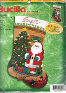 DIY Bucilla Santas Lodge Canoe Fishing Tree Christmas Felt Stocking Kit 84261