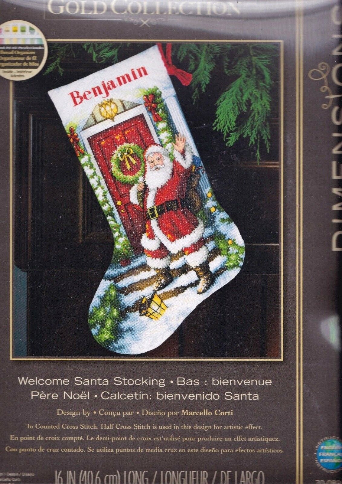 DIY Dimensions Welcome Santa Christmas Counted Cross Stitch Stocking Kit 08901