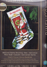 Load image into Gallery viewer, DIY Dimensions Welcome Santa Christmas Counted Cross Stitch Stocking Kit 08901