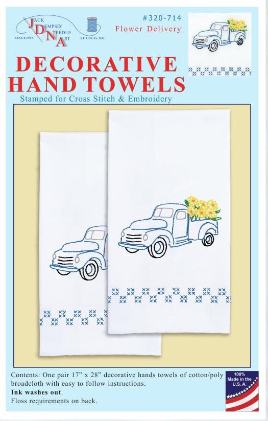 DIY Jack Dempsey Flower Delivery Truck Stamped Cross Stitch Hand Towel Kit