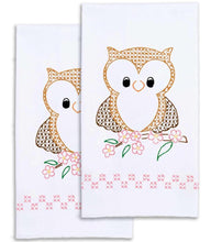 Load image into Gallery viewer, DIY Dempsey Owl Spring Flower Stamped Cross Stitch &amp; Embroidery Hand Towel Kit