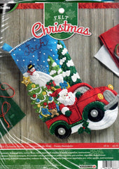 DIY Bucilla Christmas Drive Santa Truck Christmas Felt Stocking Kit