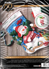 DIY Bucilla Nordic Snowman Snow Shoes Country Christmas Felt Stocking Kit 86817