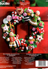 Load image into Gallery viewer, DIY Bucilla Cookies &amp; Candy Christmas Gingerbread Wreath Felt Craft Kit 86264