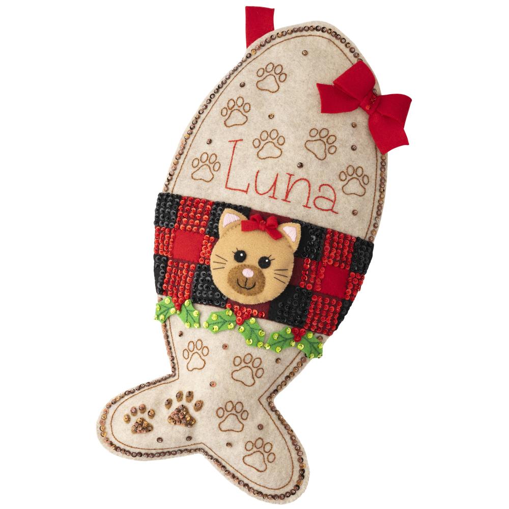 DIY Bucilla Kitty Treat Kitten Cat Pets Gift Christmas Felt Stocking Kit 89327E