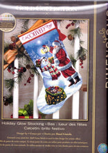 Load image into Gallery viewer, DIY Holiday Glow Santa Snowman Christmas Counted Cross Stitch Stocking Kit 08952