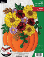 Load image into Gallery viewer, DIY Bucilla Floral Pumpkin Halloween Flowers Fall Felt Wall Craft Kit 89300E