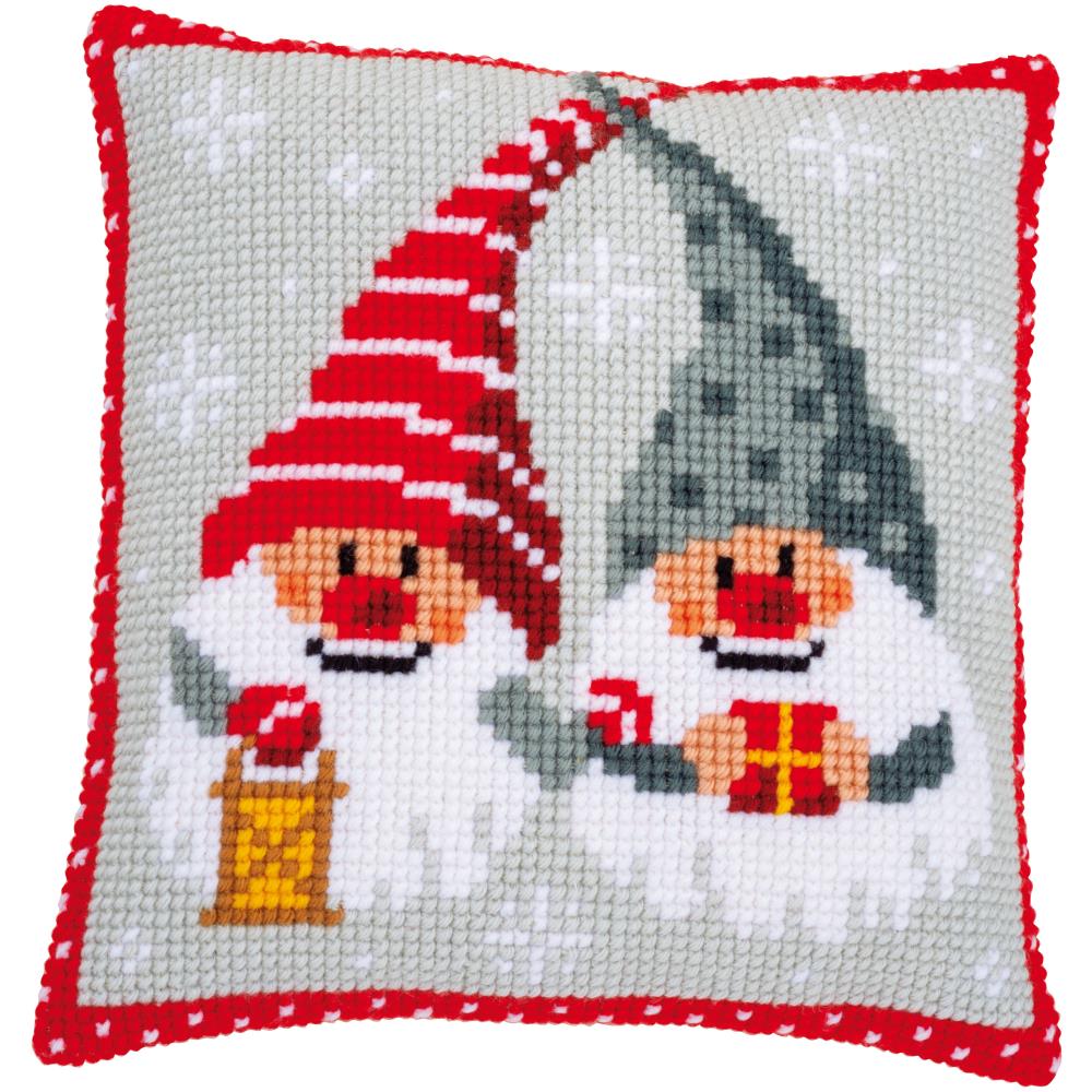 DIY Vervaco Christmas Gnomes Elves Chunky Needlepoint Cushion Pillow Top Kit 16