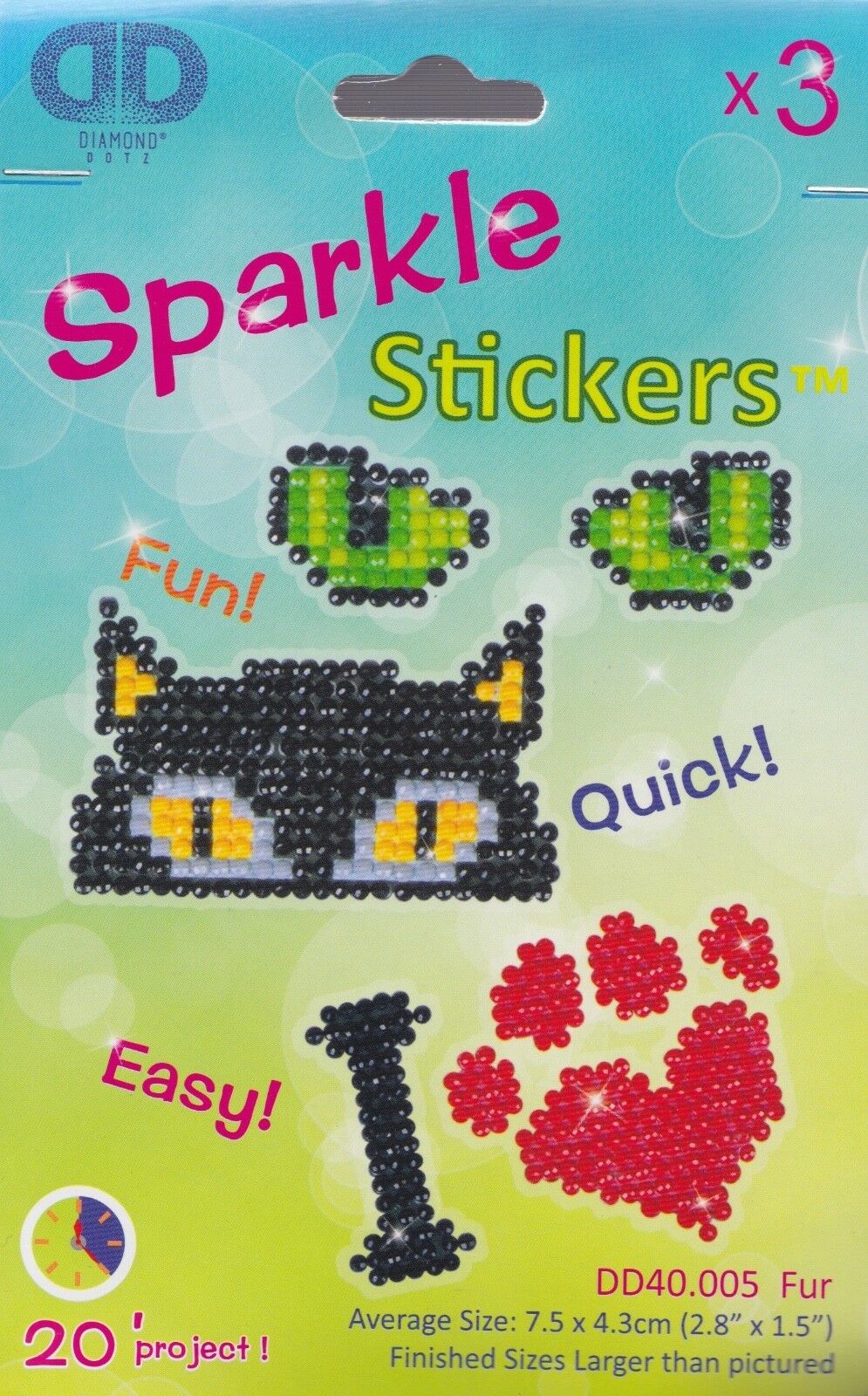 DIY Fur Cat Paw Sparkle Stickers Kit Diamond Art Craft Kit