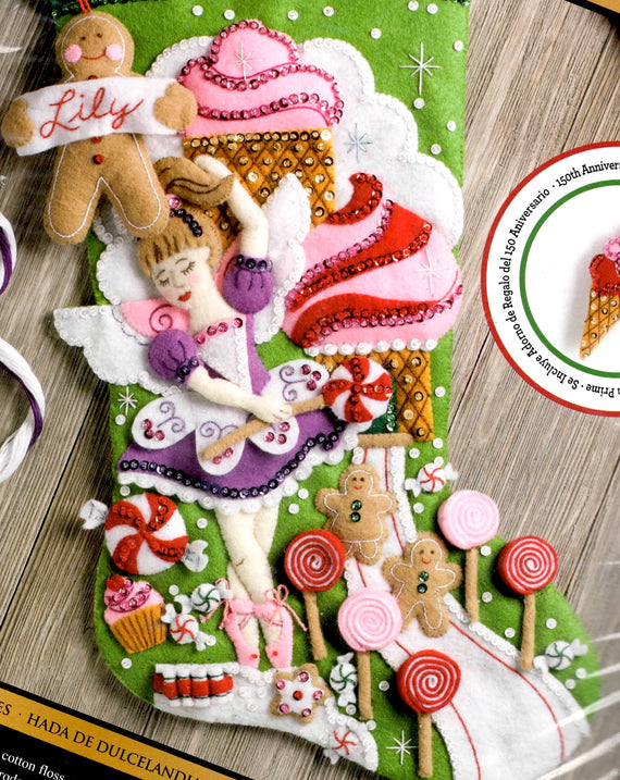 DIY Bucilla Sugarland Fairy Candy Ballerina Christmas Felt Stocking Kit 86714