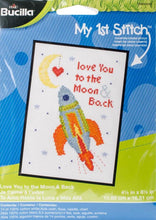 Load image into Gallery viewer, DIY Bucilla Love You to the Moon Space Kids Beginner Counted Cross Stitch Kit
