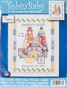 DIY Tobin Jack in the Box Baby Birth Record Gift Counted Cross Stitch Kit 21776