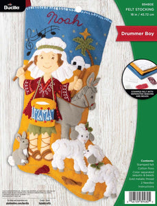 DIY Bucilla Drummer Boy Animals Religious Christmas Felt Stocking Kit 89480E