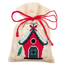 Load image into Gallery viewer, DIY Vervaco Christmas Bird and House Potpourri Gift Bag Counted Cross Stitch Kit