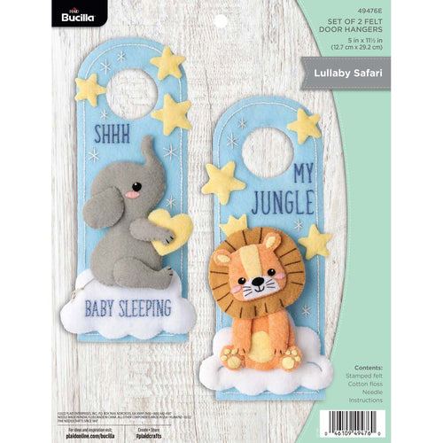 DIY Bucilla Lullaby Safari Baby Shower Door Hanger Felt Wall Craft Kit 49476E