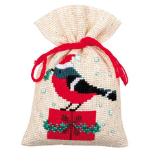 Load image into Gallery viewer, DIY Vervaco Christmas Bird and House Potpourri Gift Bag Counted Cross Stitch Kit