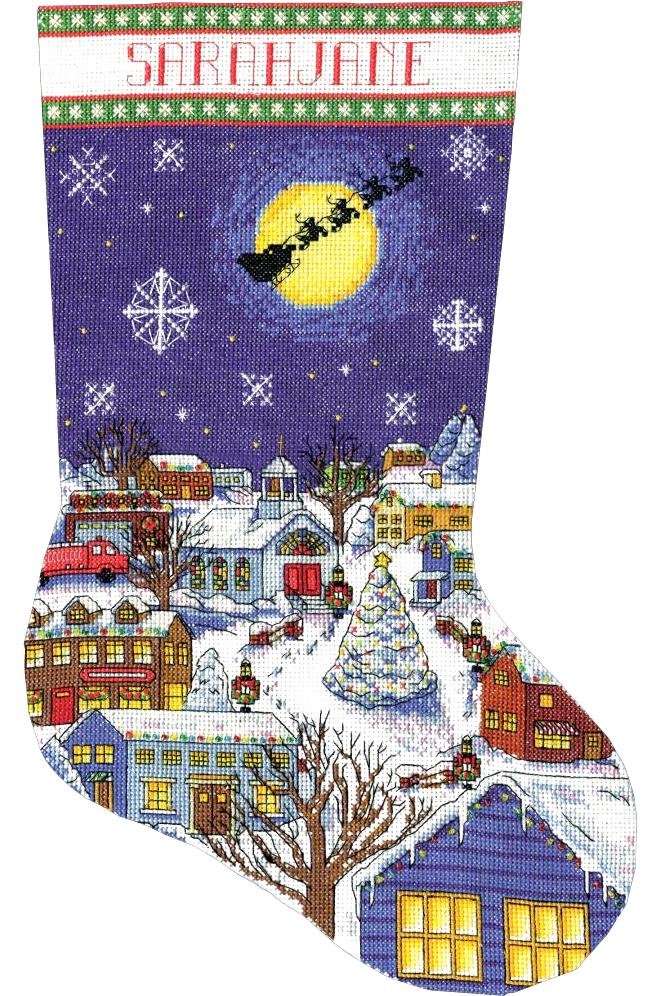 DIY Design Works Christmas Eve Santa Counted Cross Stitch Stocking Kit 5197