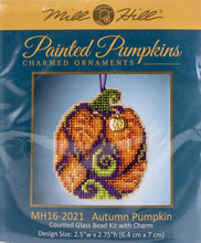 Load image into Gallery viewer, DIY Mill Hill Autumn Pumpkin Halloween Fall Glass Bead Cross Stitch Ornament Kit
