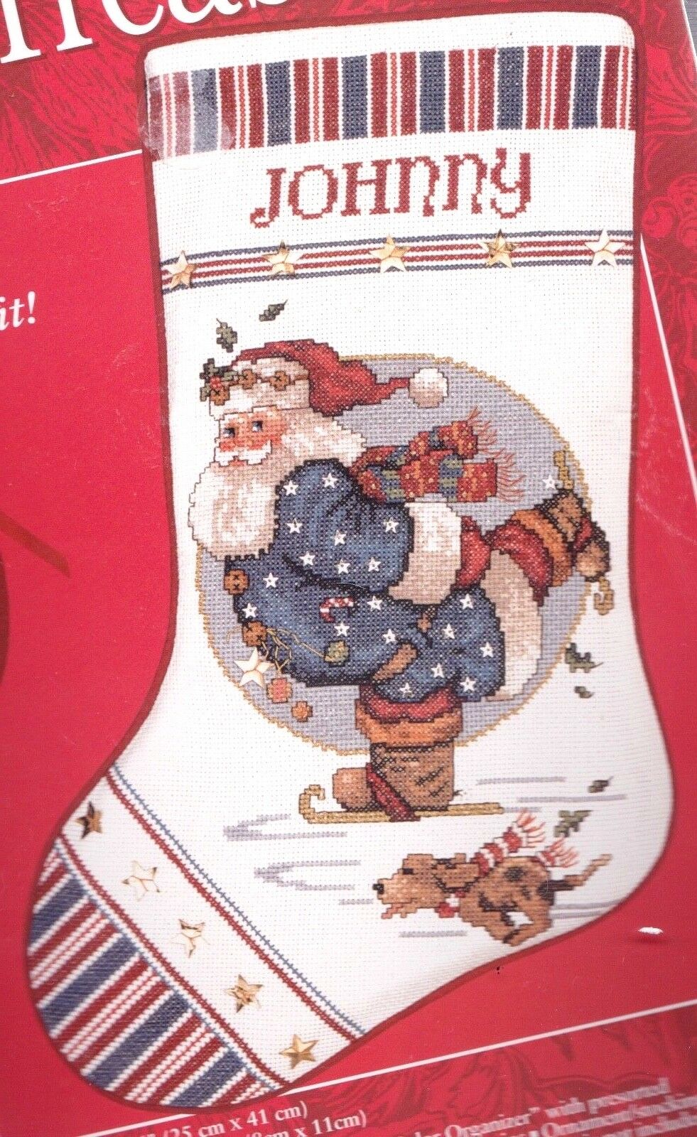 DIY Needle Treasure All American Santa Counted Cross Stitch Stocking Kit 02970