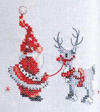 Load image into Gallery viewer, DIY Vervaco Christmas Elves Santa Gnome Stamped Cross Stitch Table Runner Kit
