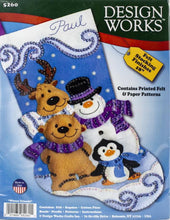 Load image into Gallery viewer, DIY Design Works Winter Friends Snowman Penguin Christmas Felt Stocking Kit 5260