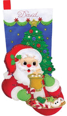 DIY Design Works Cocoa & Cookies Santa Holiday Christmas Felt Stocking Kit 5261