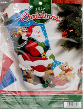 Load image into Gallery viewer, DIY Bucilla Down the Chimney Santa Christmas Eve Holiday Felt Stocking Kit 86656