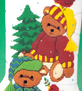 DIY Dimensions Two Bears Teddy Christmas Long Needlepoint Stocking Kit 9070