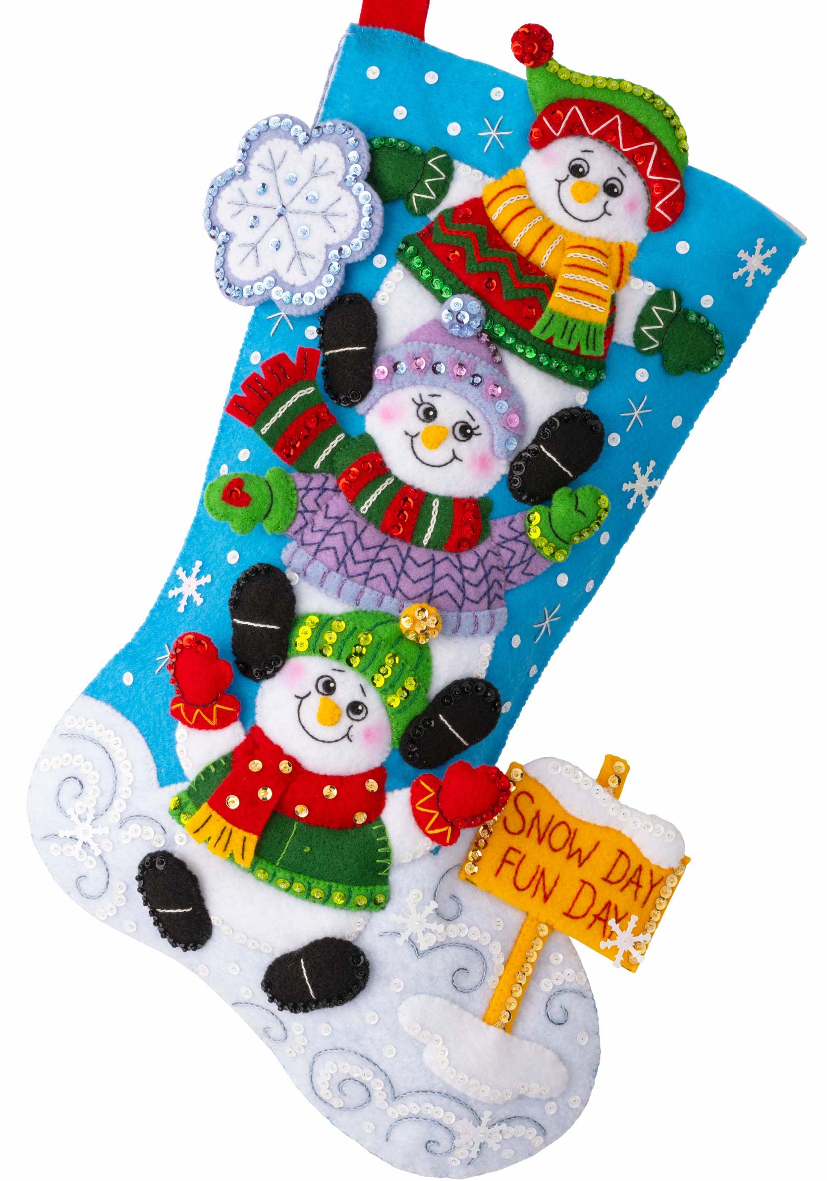 DIY Bucilla Snow Much Fun Snowmen Winter Christmas Felt Stocking Kit 89478E