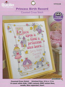 DIY Bucilla Princess Birth Record Baby Announcement Counted Cross Stitch Kit