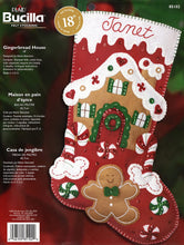 Load image into Gallery viewer, DIY Bucilla Gingerbread House Cookie Candy Christmas Felt Stocking Kit 85102