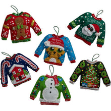 Load image into Gallery viewer, DIY Bucilla Ugly Sweaters Christmas Shirt Holiday Party Felt Ornament Kit 86674