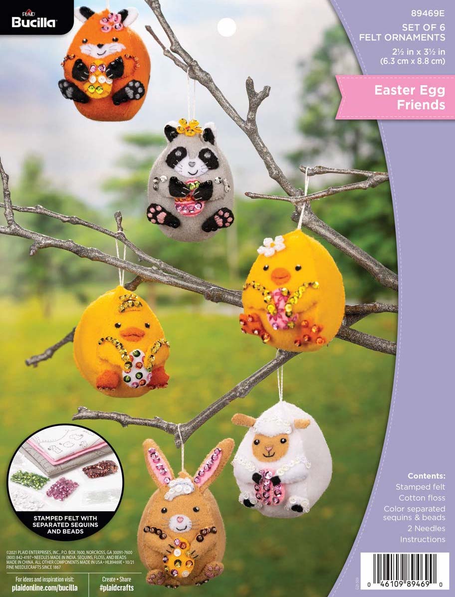 DIY Bucilla Easter Egg Friends Spring Chick Bunny Lamb Tree Ornament Kit 89469E