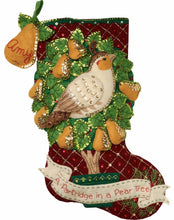Load image into Gallery viewer, DIY Partridge in a Pear Tree 12 days of Christmas Bird Felt Stocking Kit 89445E
