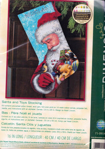 DIY Dimensions Santa and Toys Bear Snow Christmas Needlepoint Stocking Kit 09145