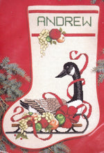Load image into Gallery viewer, DIY Janlynn Canada Sleigh Goose Holiday Counted Cross Stitch Stocking Kit 00285