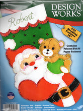 Load image into Gallery viewer, DIY Design Works Santa &amp; Teddy Bear Holiday Christmas Eve Felt Stocking Kit 5264