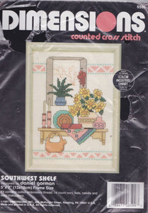 DIY Dimensions Southwest Shelf Pottery Cactus Counted Cross Stitch Kit 6599