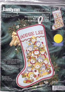 DIY Janlynn Snowman Tumble Christmas Counted Cross Stitch Stocking Kit 140157