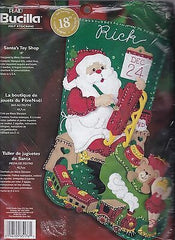 DIY Bucilla Santas Toy Shop Sled Train Christmas Eve Felt Stocking Kit 85176