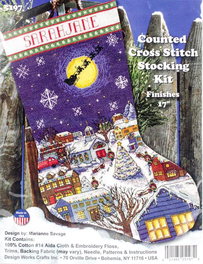 DIY Design Works Christmas Eve Santa Counted Cross Stitch Stocking Kit 5197